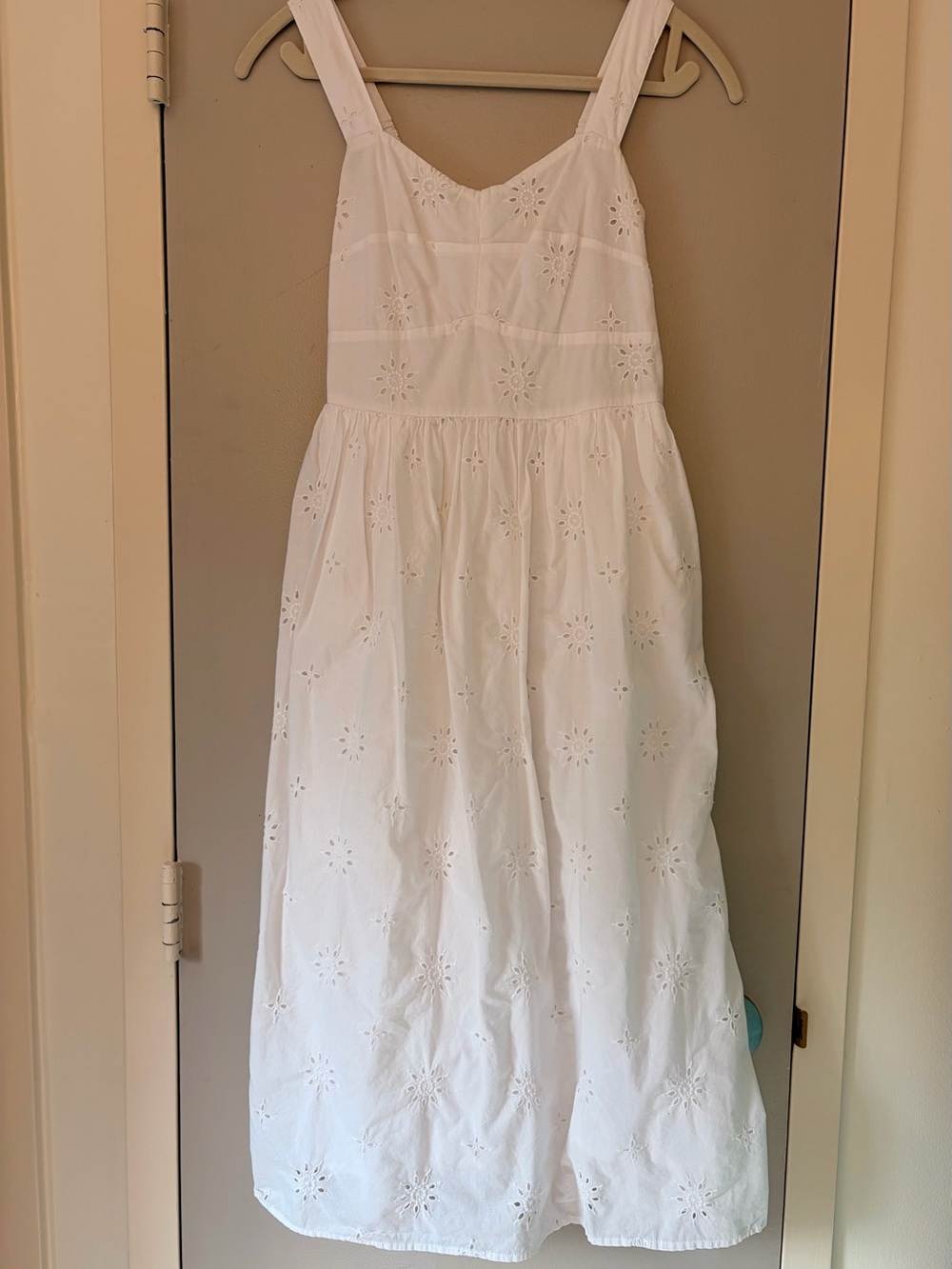 J. Crew White Eyelet Sundress with Floral Cutwork